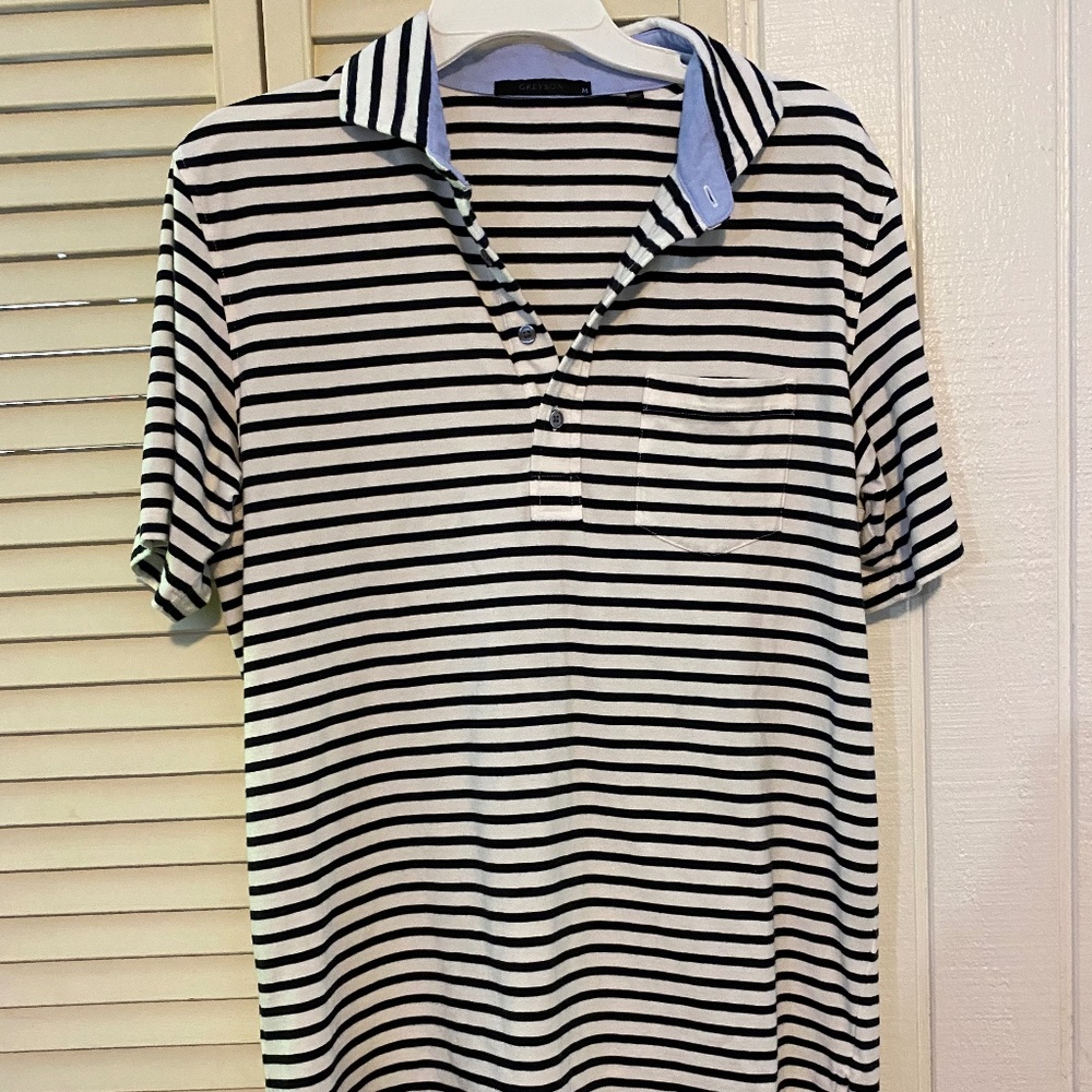 Greyson Black and White Striped Casual Button Down Shirt